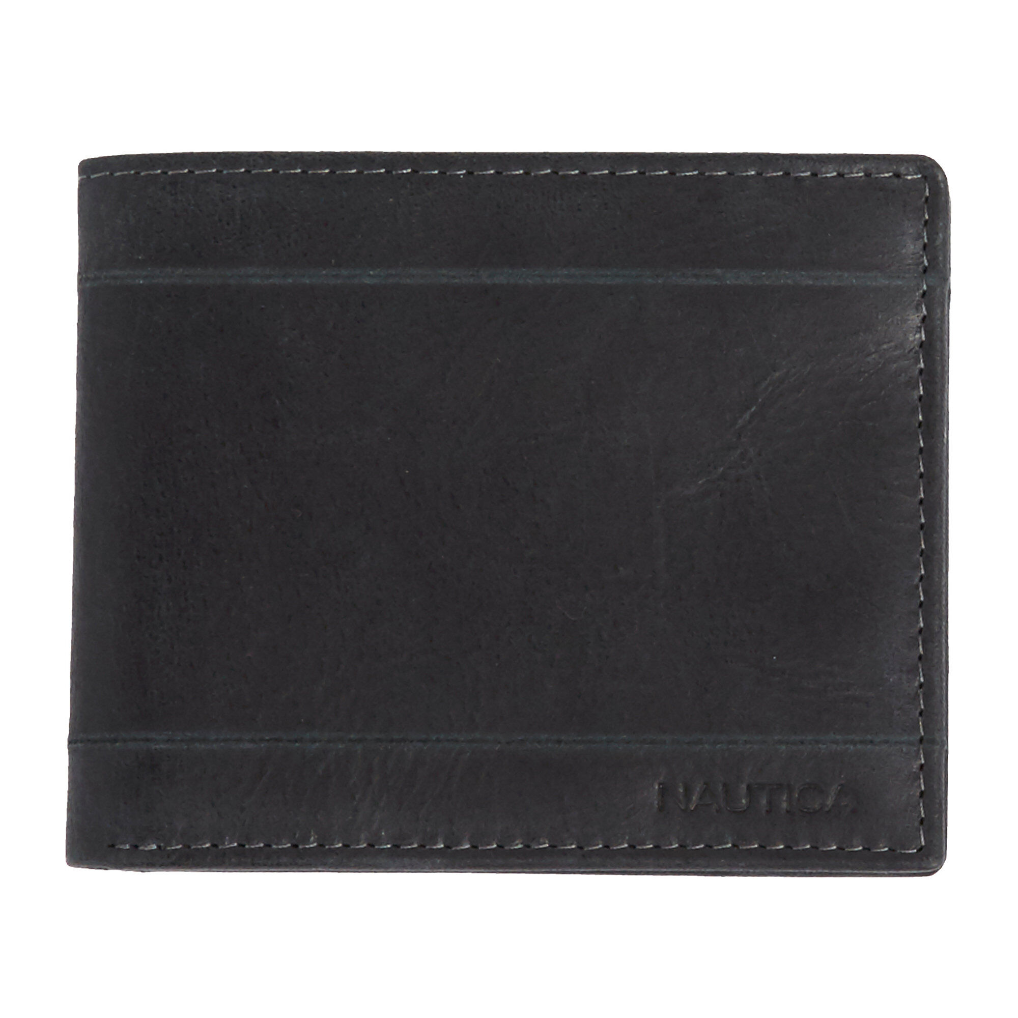 Shipley Passcase Wallet With Sewn Flap,Black,large