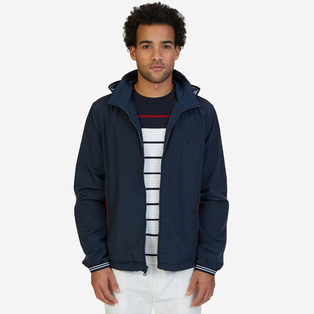  Lightweight Hooded Bomber Jacket,True Navy,large