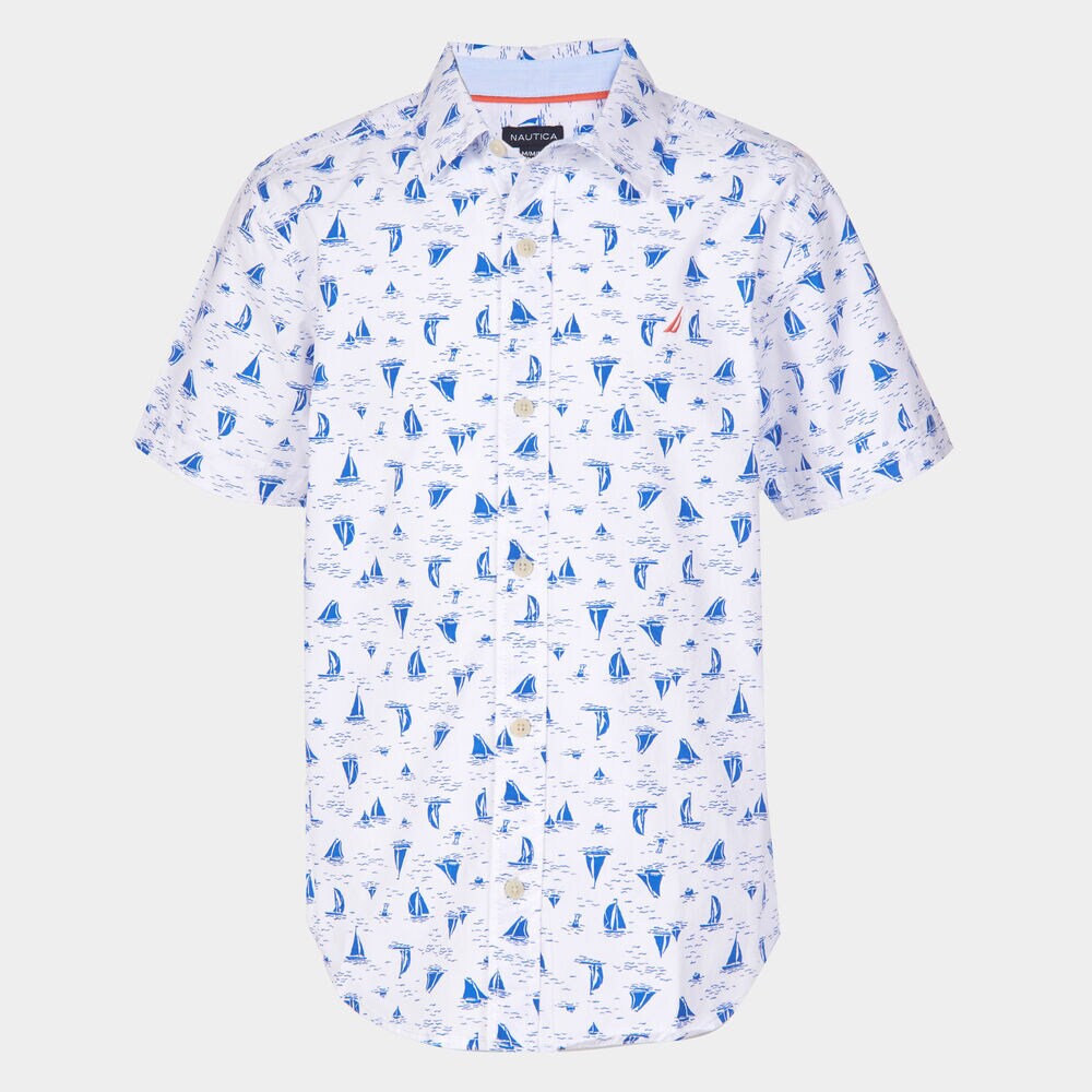 BOYS' KIERAN SAILBOAT PRINTED SHIRT (8-20),True Navy,large