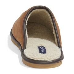 MICROSUEDE FAUX FUR LINED SLIPPERS,Military Tan,large