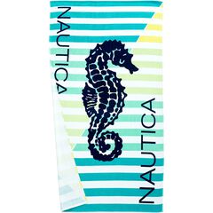SEA HORSE PRINT BEACH TOWEL,Ice Blue,large