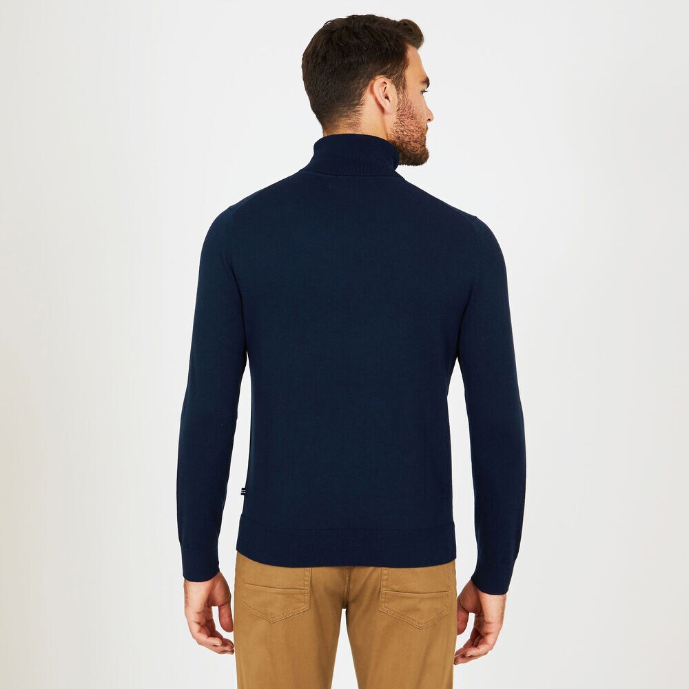 Big & Tall Solid Jersey Turtleneck,Navy,large
