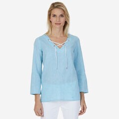 Lace-Up Top,Blue Mist Pantone,large