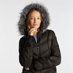 QUILTED PUFFER COAT,True Black,large