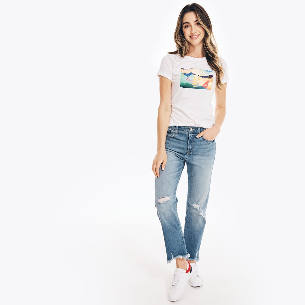 SUSTAINABLY CRAFTED BOAT GRAPHIC T-SHIRT,Bright White,large