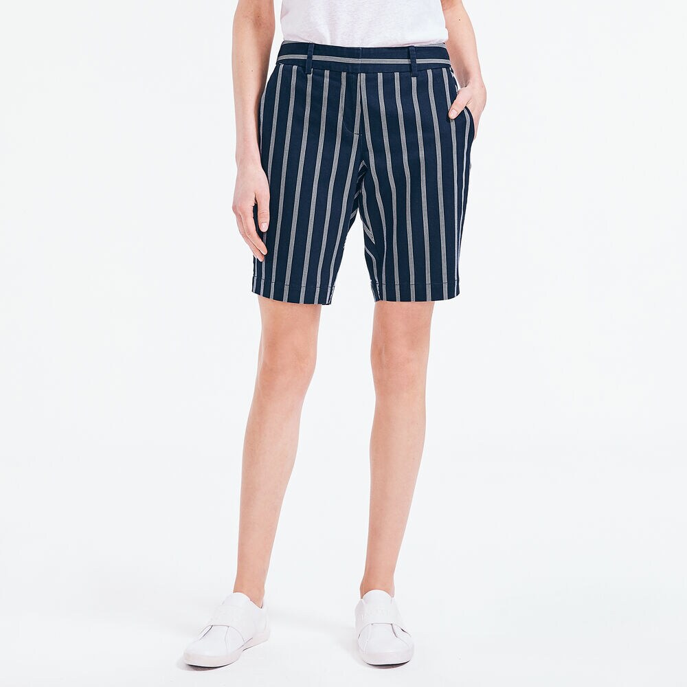 10" STRIPED STRETCH-TWILL SHORT,Stellar Blue Heather,large