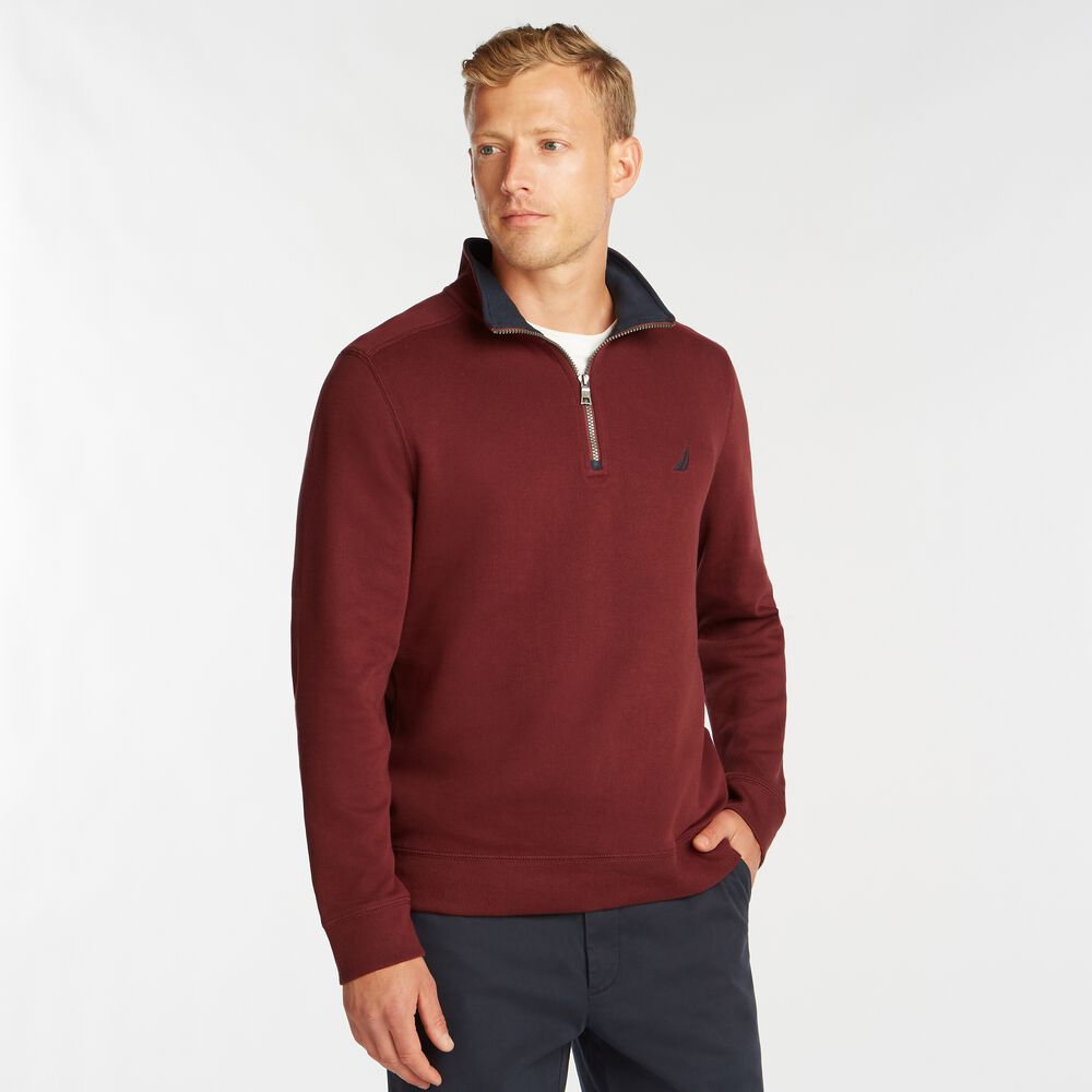BRAND ICON QUARTER-ZIP PULLOVER,Royal Burgundy,large