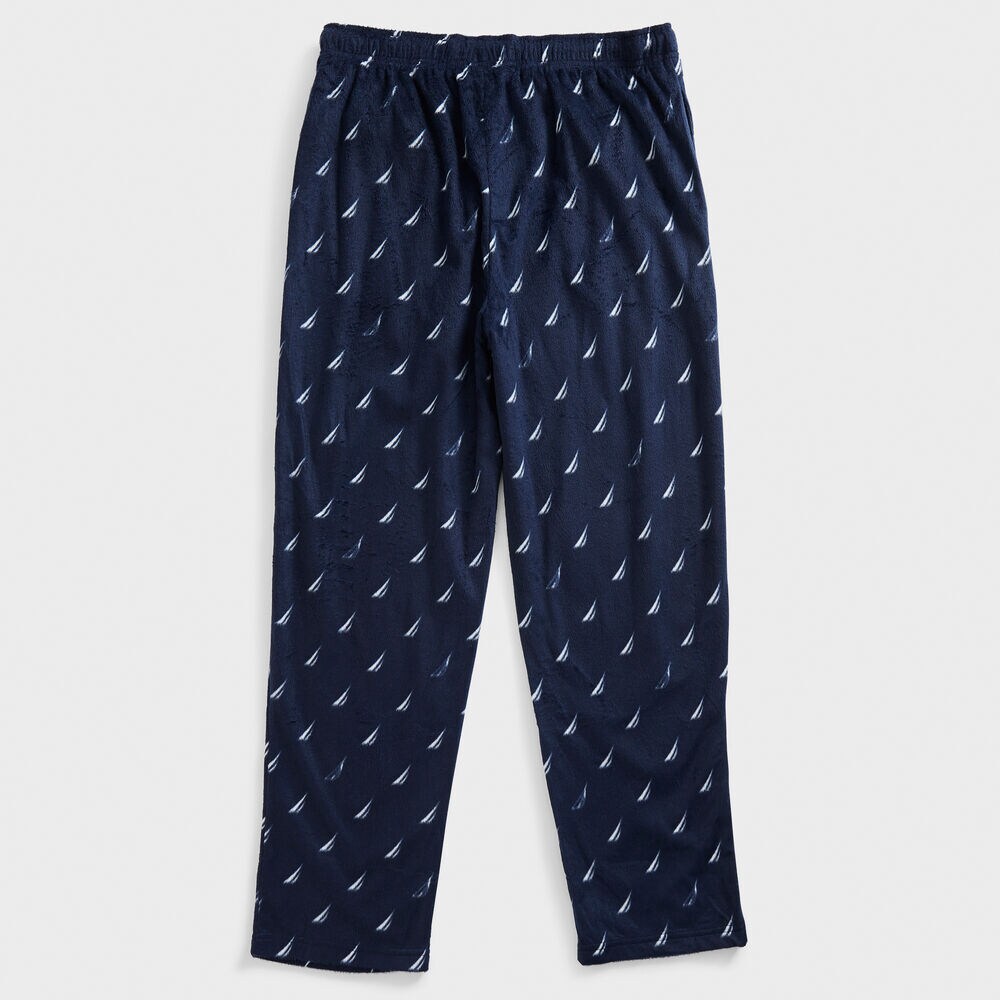 BRAND ICON PRINT SUEDED FLEECE SLEEP PANT,Peacoat,large