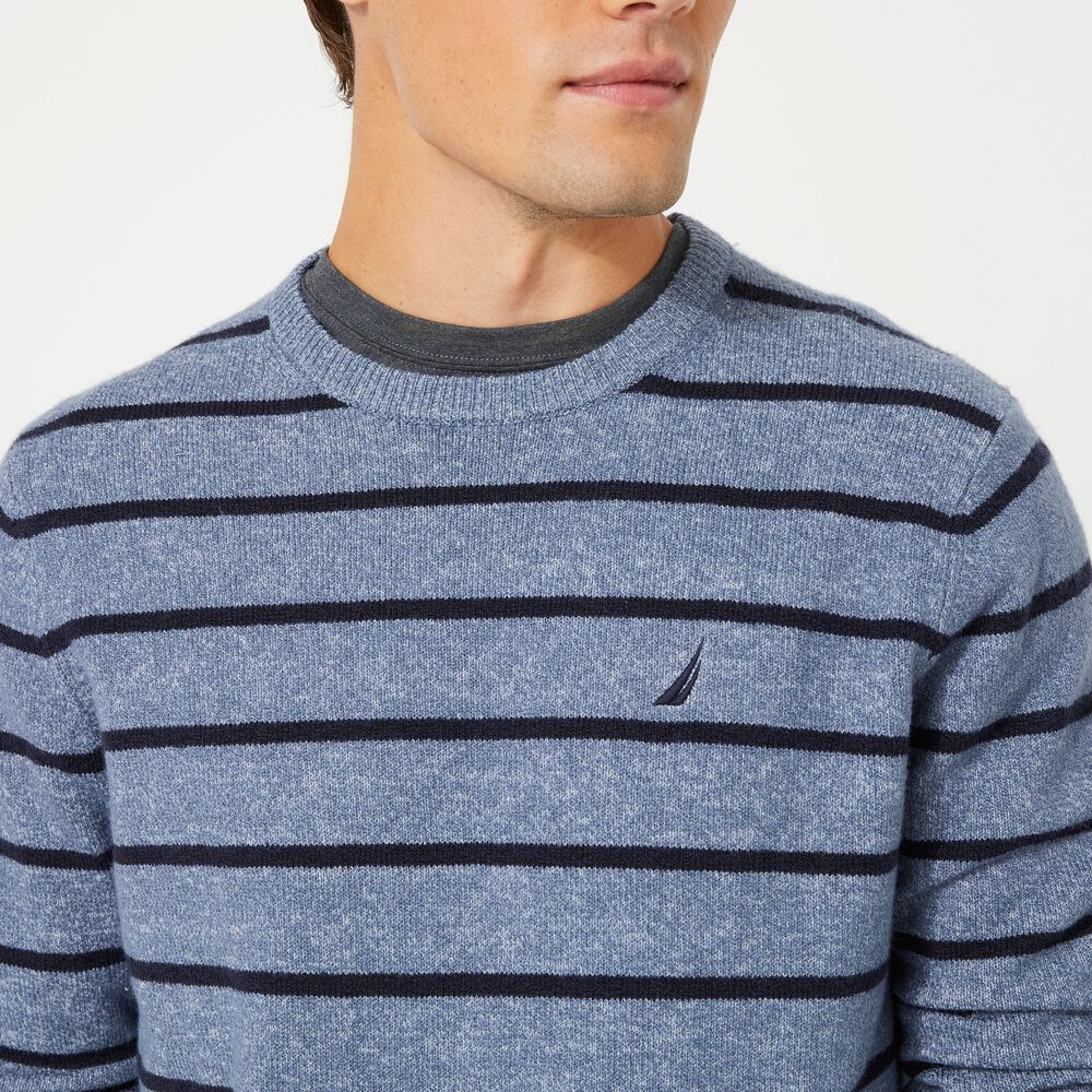 SUSTAINABLY CRAFTED STRIPED SWEATER,Sea Mist,large