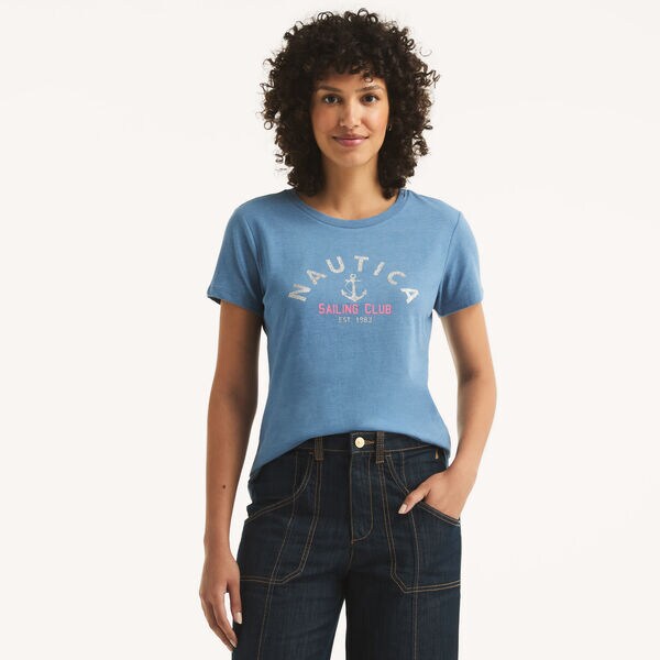Sailing Club Glitter Graphic T-Shirt