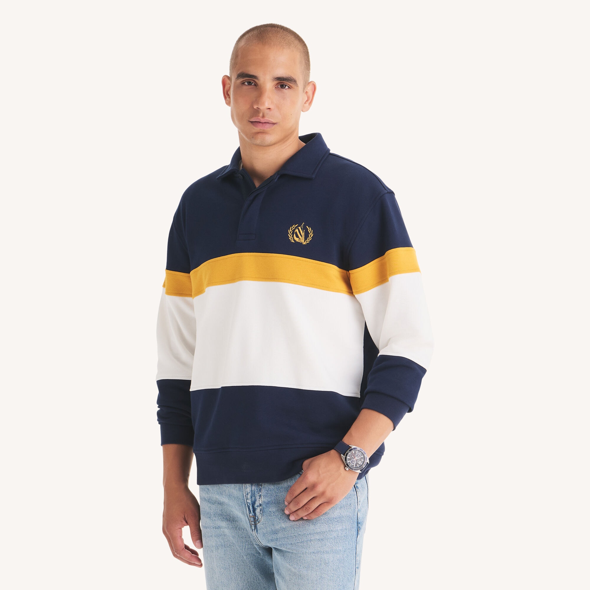 Colorblock Pullover Sweatshirt,Stellar Blue Heather,large