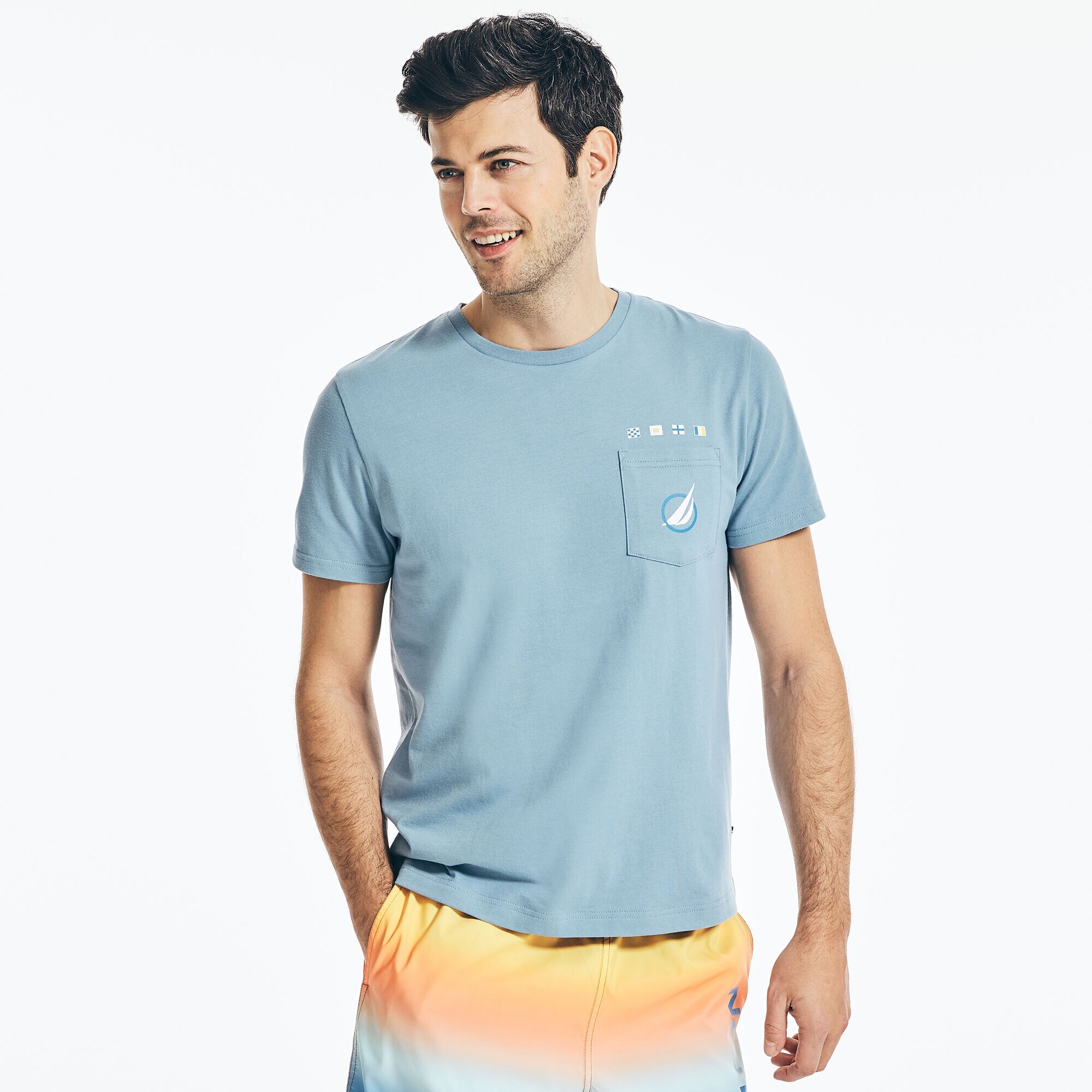 BIG & TALL SUSTAINABLY CRAFTED WAVE POCKET T-SHIRT,Rolling River Wash,large