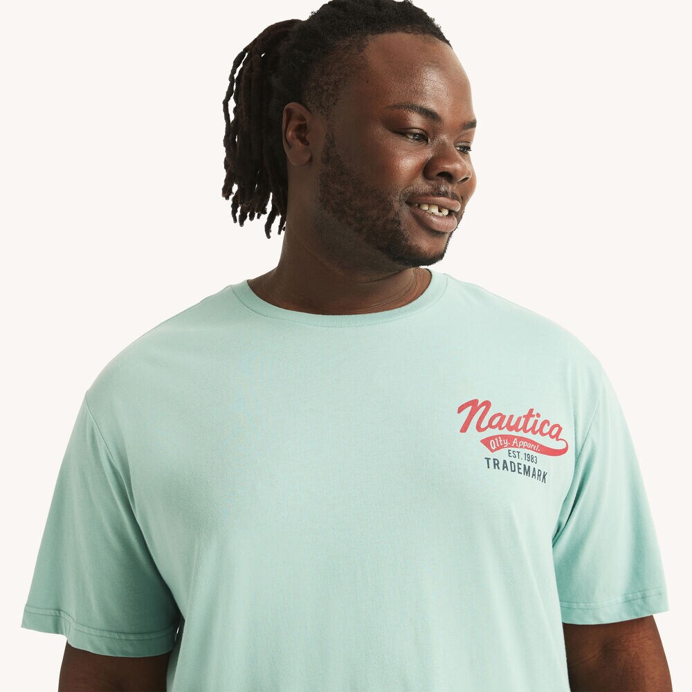 Big & Tall Deep Sea Fishing Graphic T-Shirt,South Beach Aqua,large