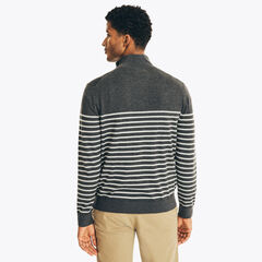 NAVTECH STRIPED QUARTER-ZIP SWEATER,Charcoal Heather,large