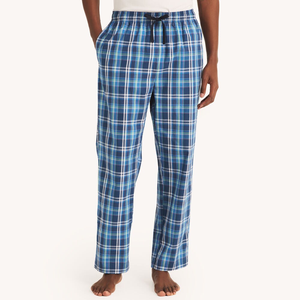 Plaid Poplin Sleep Pant,Estate Blue,large