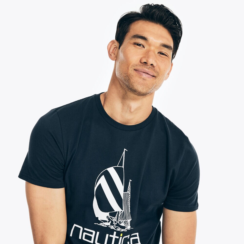 SPINNAKER GRAPHIC T-SHIRT,Navy,large