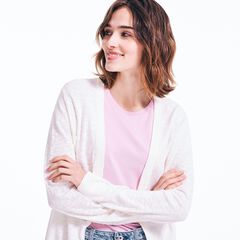 V-NECK OPEN FRONT CARDIGAN,Marshmallow,large