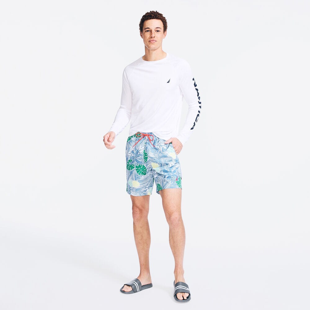 8" SUSTAINABLY CRAFTED TROPICAL PRINT SWIM,Bright White,large