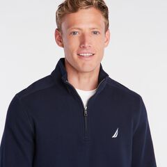BIG & TALL QUARTER ZIP FLEECE PULLOVER,Navy,large