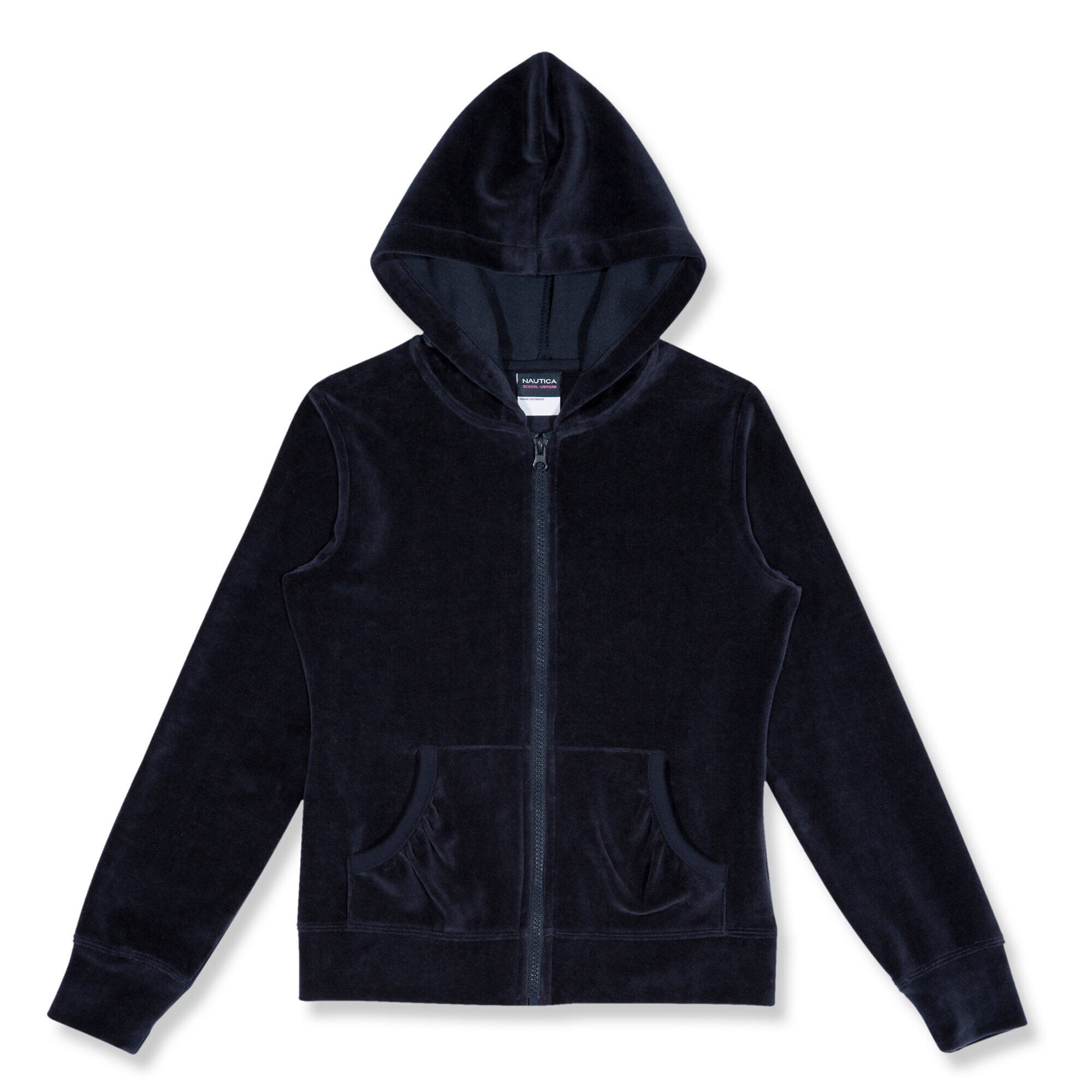 Girls' Velour Hoodie with Pockets (7-16),Crystal Bay Blue,large