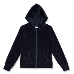 Girls' Velour Hoodie with Pockets (7-16),Crystal Bay Blue,large