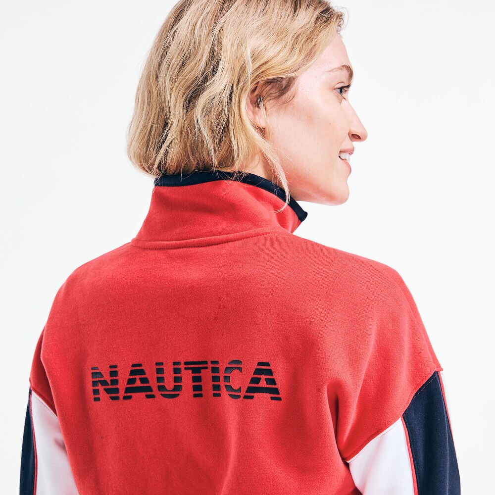 COLORBLOCK LOGO KNIT JACKET,Buoy Red,large