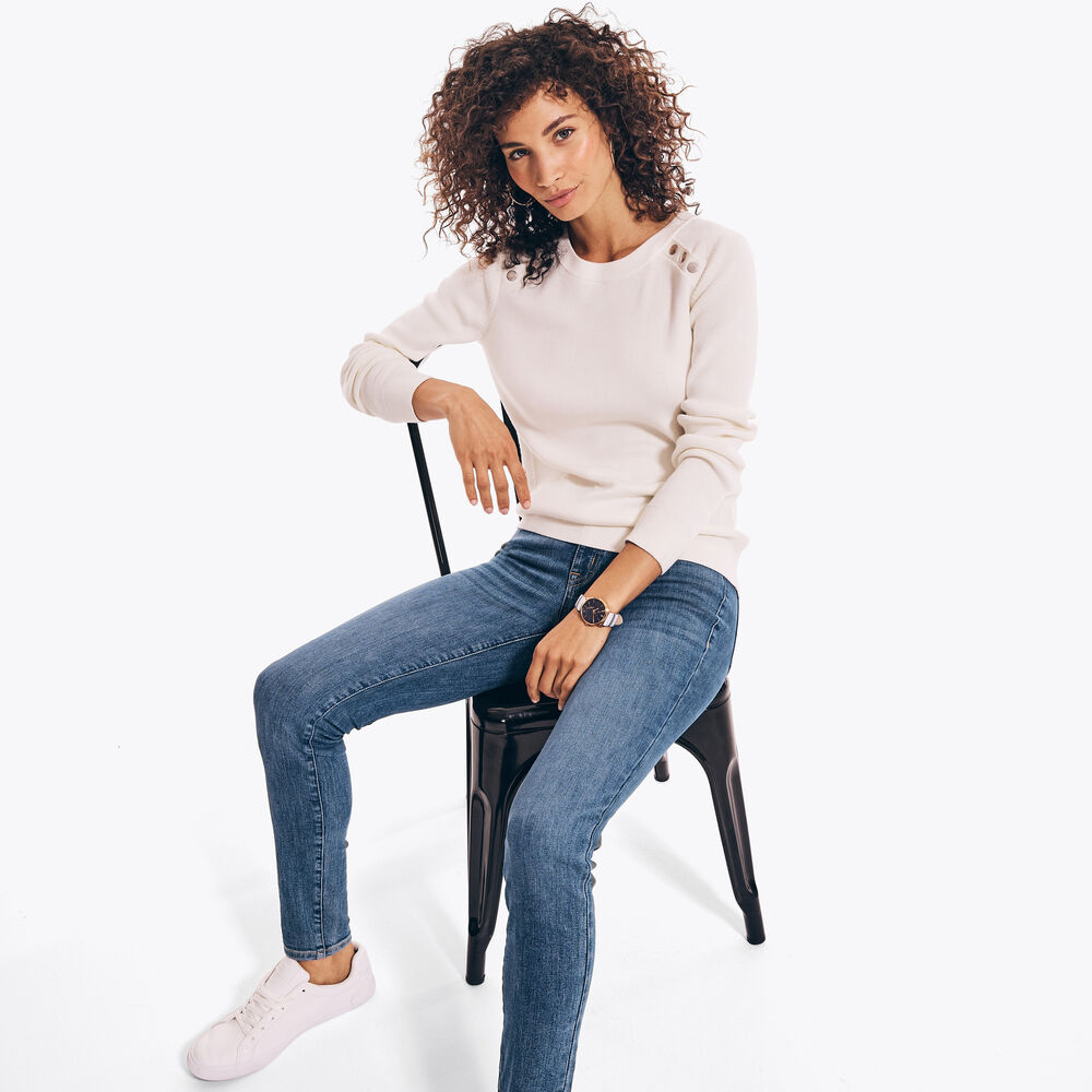 SUSTAINABLY CRAFTED RIB-KNIT SWEATER,Marshmallow,large