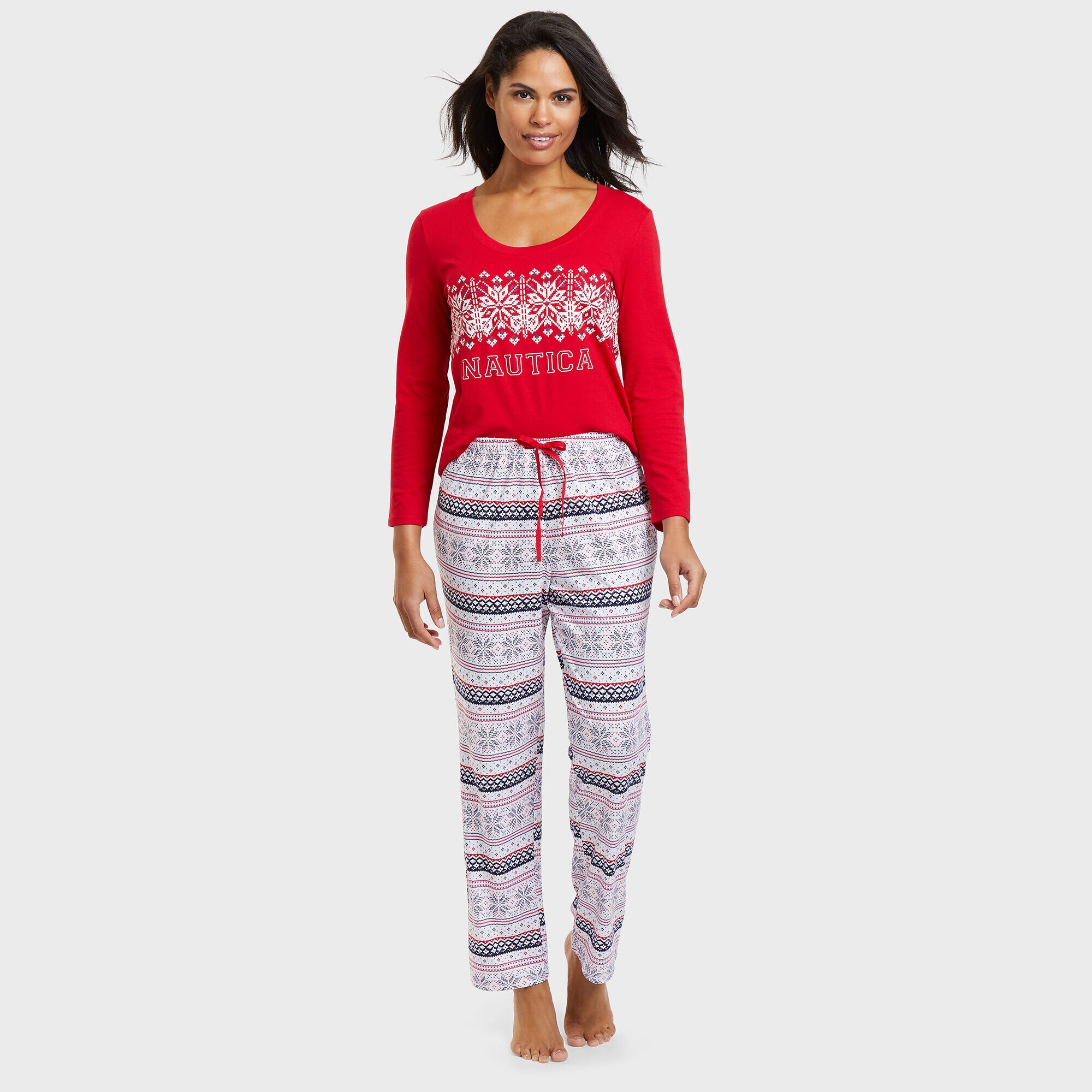 Cozy Flake Pajama Set,Peach Glow,large