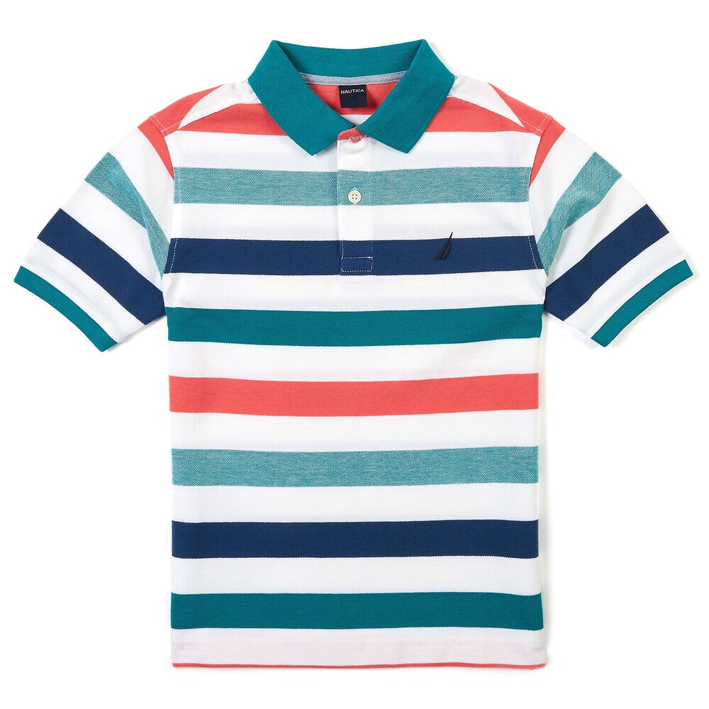 Toddler Boys' Short Sleeve Striped Polo Shirt (2T-4T),Mahogany,large