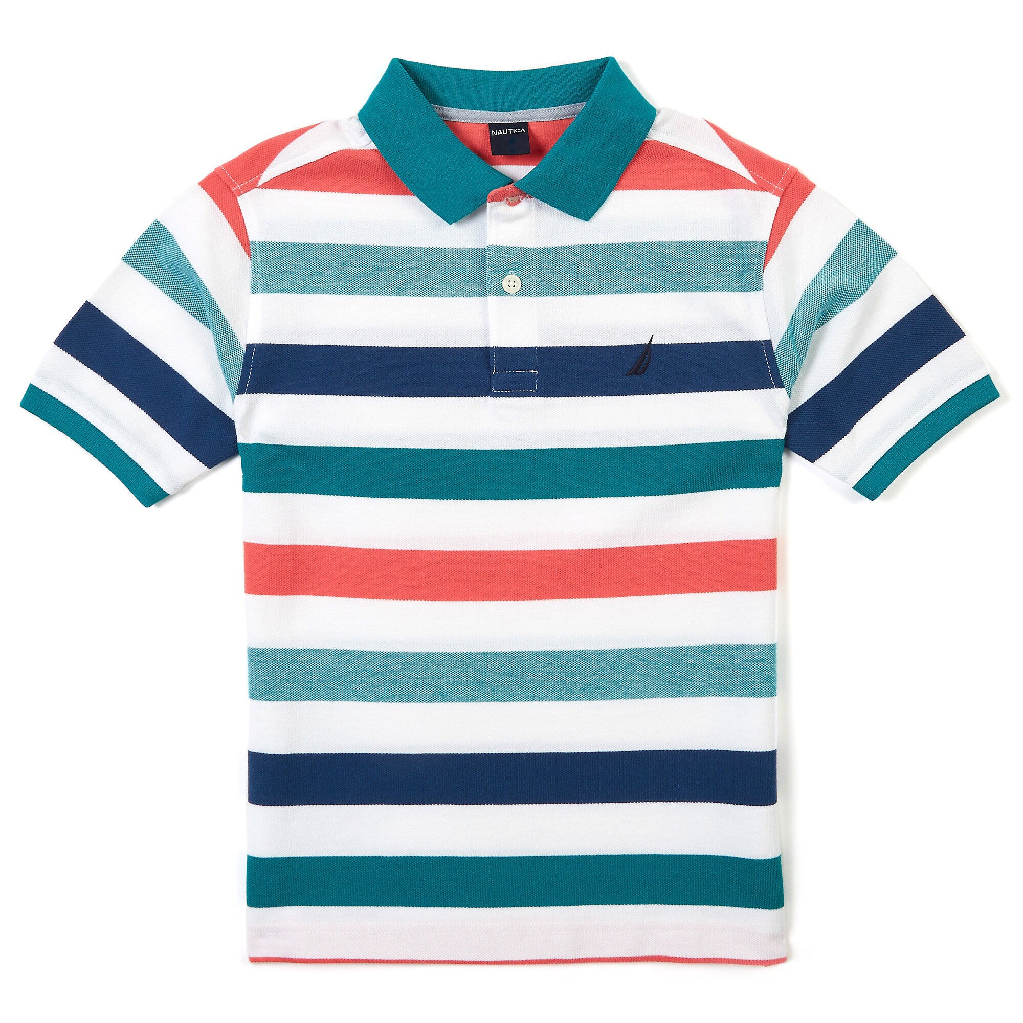 Toddler Boys' Short Sleeve Striped Polo Shirt (2T-4T),Mahogany,large