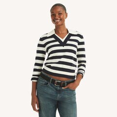 Striped Rugby Sweater,Oyster Bay Blue,large