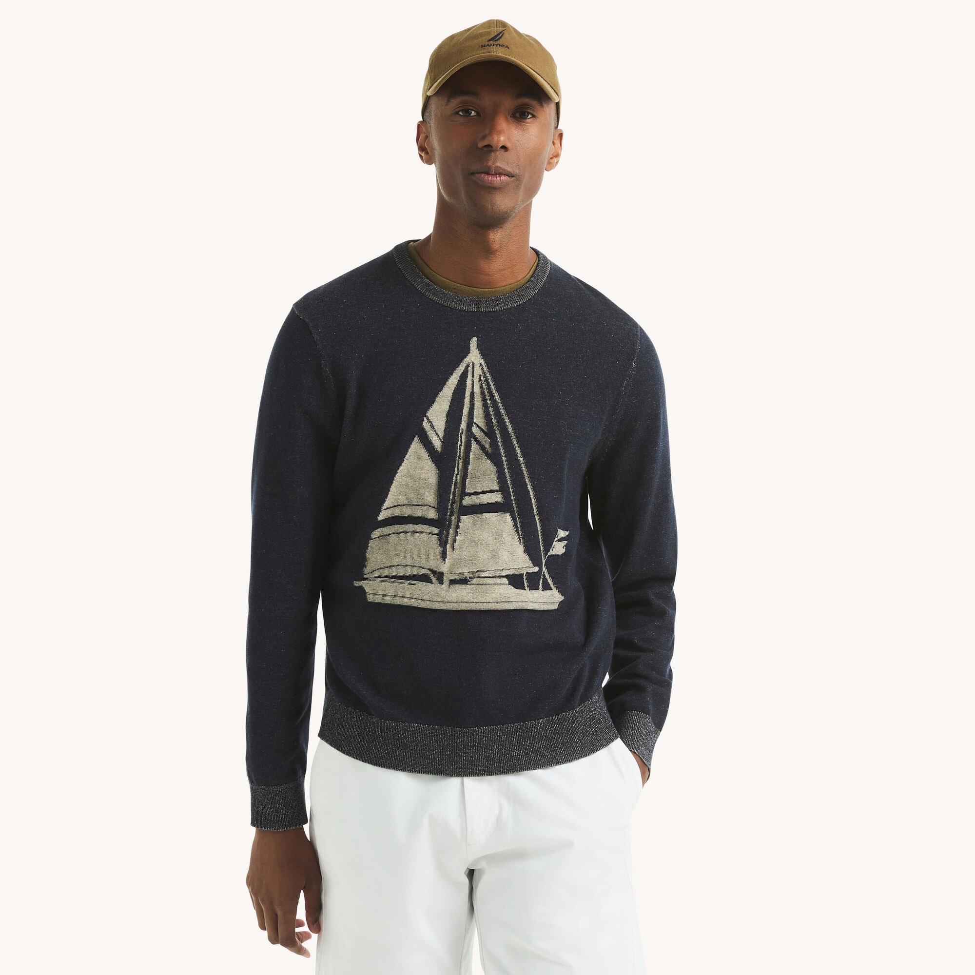 Plaited Crewneck Sweater,Stellar Blue Heather,large