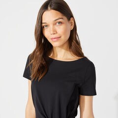 SOLID TIE WAIST KNIT DRESS,True Black,large