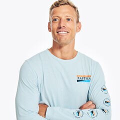 SUSTAINABLY CRAFTED LONG-SLEEVE GRAPHIC T-SHIRT,Crest Blue,large