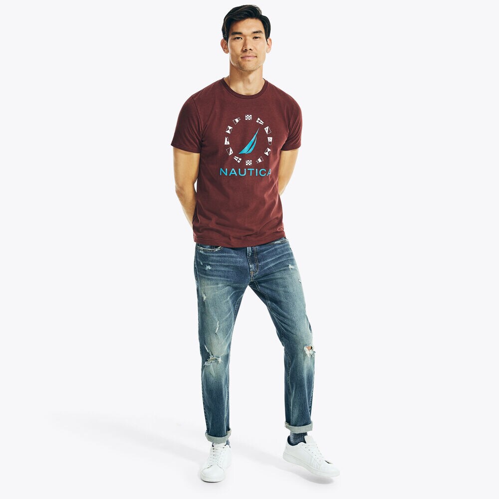 SUSTAINABLY CRAFTED FLAG GRAPHIC T-SHIRT,Rio Red,large
