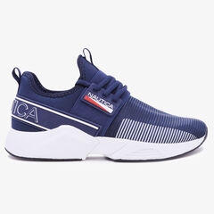 TEXTURED EMBOSSED LOGO SNEAKER,Navy,large