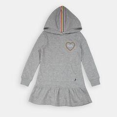 LITTLE GIRLS' FRENCH TERRY HOODED SWEATSHIRT DRESS (4-7),Grey Heather,large
