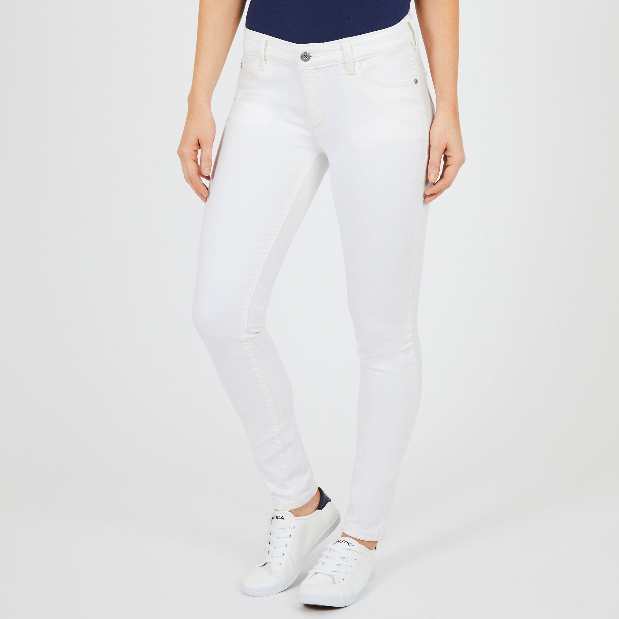 Flat Front Skinny Fit Jeans,Bright White,large