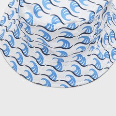 REVERSIBLE WAVE PRINTED BUCKET HAT,Bright White,large