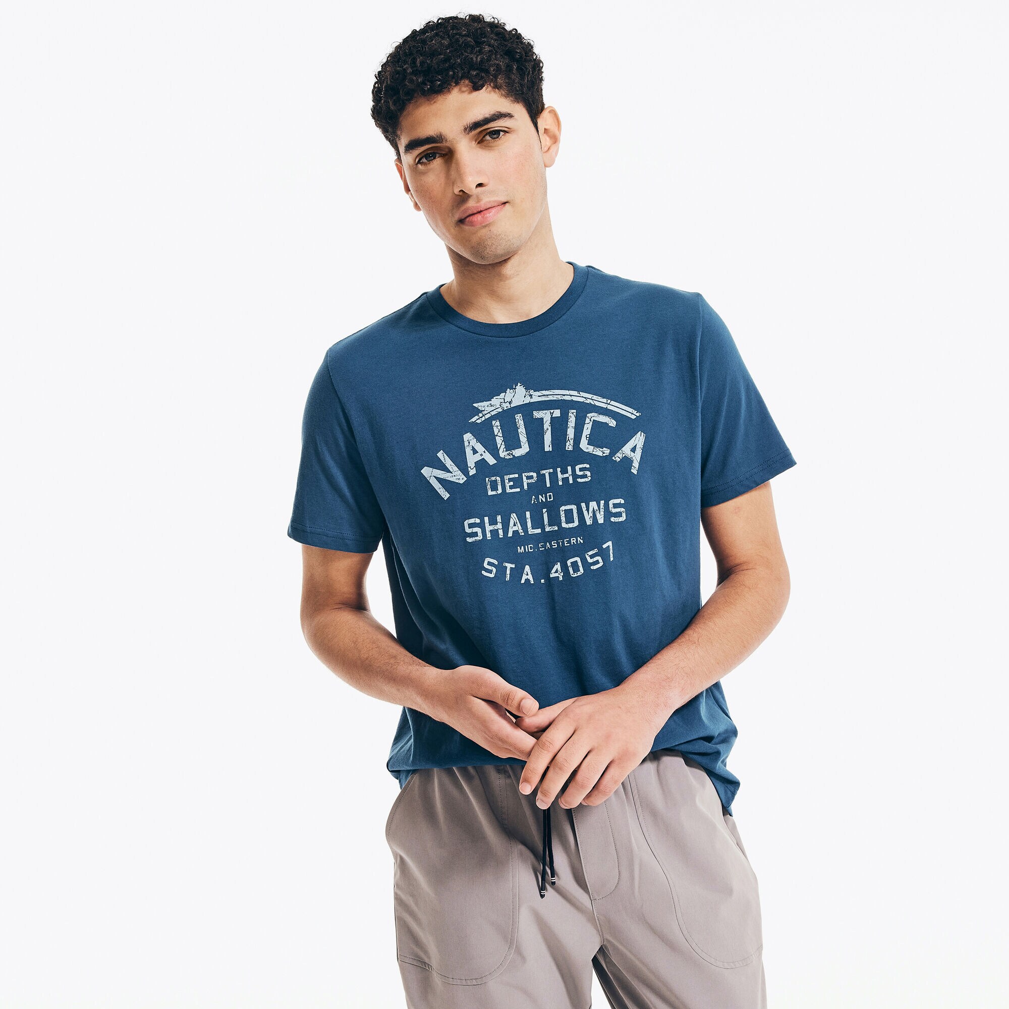 SUSTAINABLY CRAFTED DEPTHS AND SHALLOWS GRAPHIC T-SHIRT,Estate Blue,large