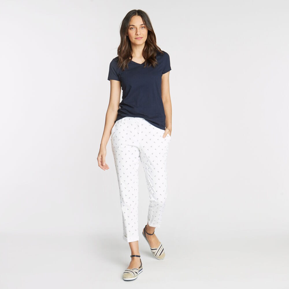 CLASSIC FIT CHINO PANT IN ANCHOR EMBROIDERY,Bright White,large