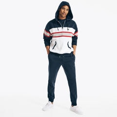 COLORBLOCK QUARTER-ZIP HOODIE,Navy,large