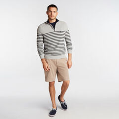 QUARTER ZIP STRIPE NAVTECH SWEATER,Grey Heather,large