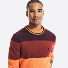 SUSTAINABLY CRAFTED COLORBLOCK SWEATER,Flamingo,large