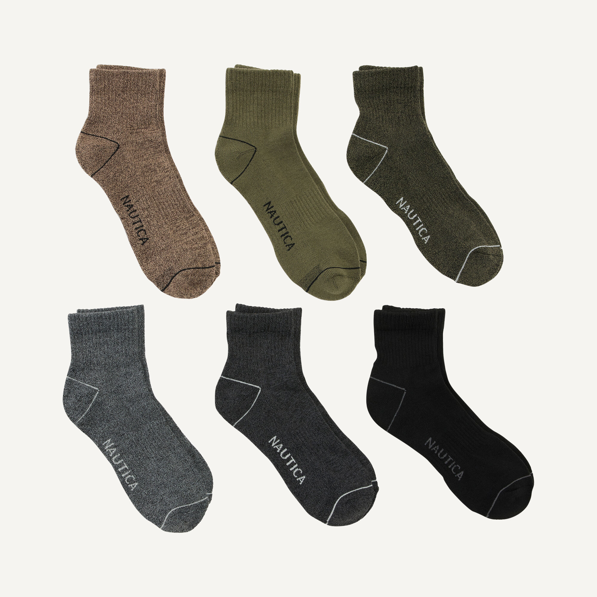 Quarter Socks, 6-Pack,Pine,large