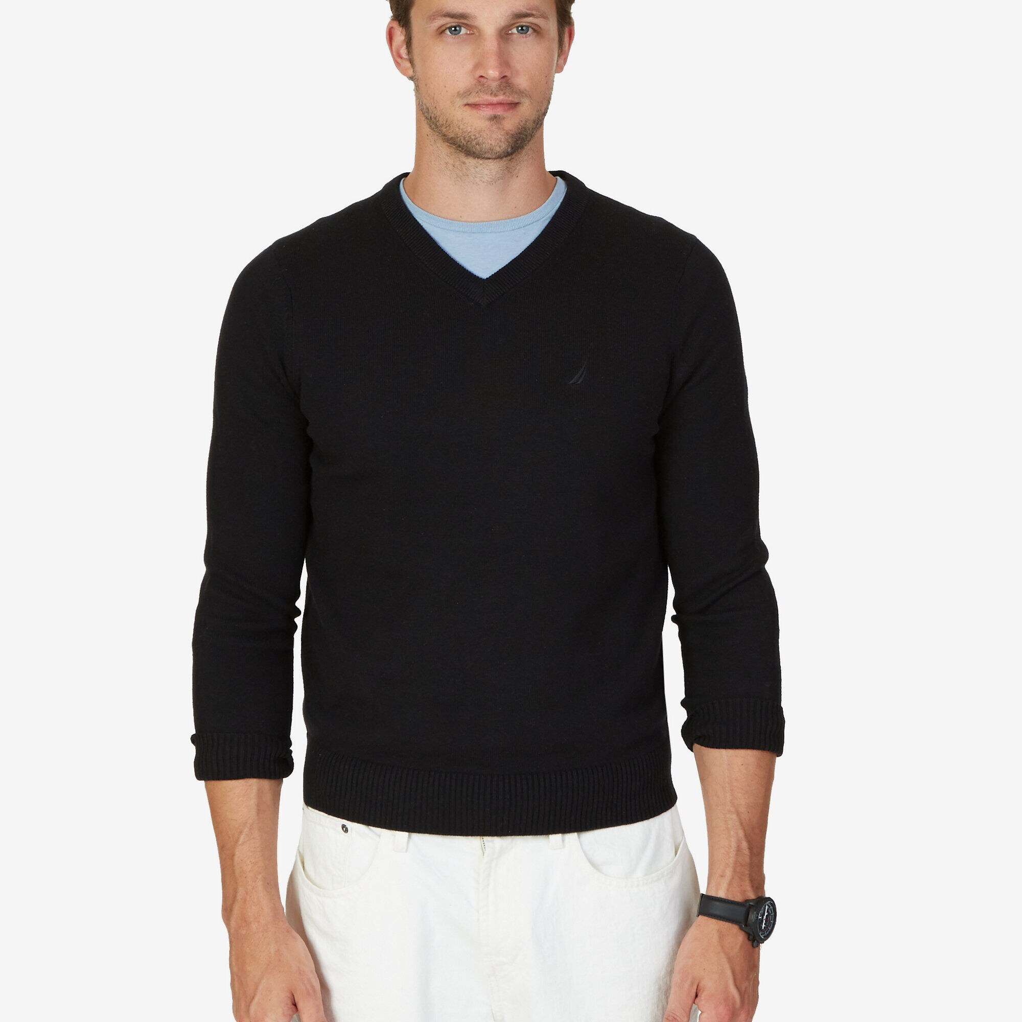 Big & Tall Classic Fit V-Neck Sweater,True Black,large
