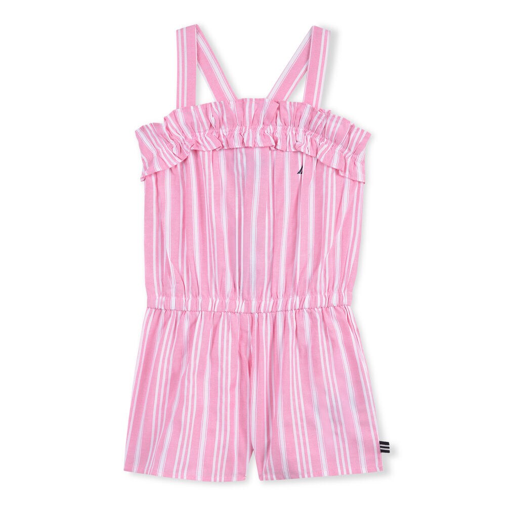 LITTLE GIRLS' ROMPER IN OXFORD STRIPE (4-7),Pale Pink,large