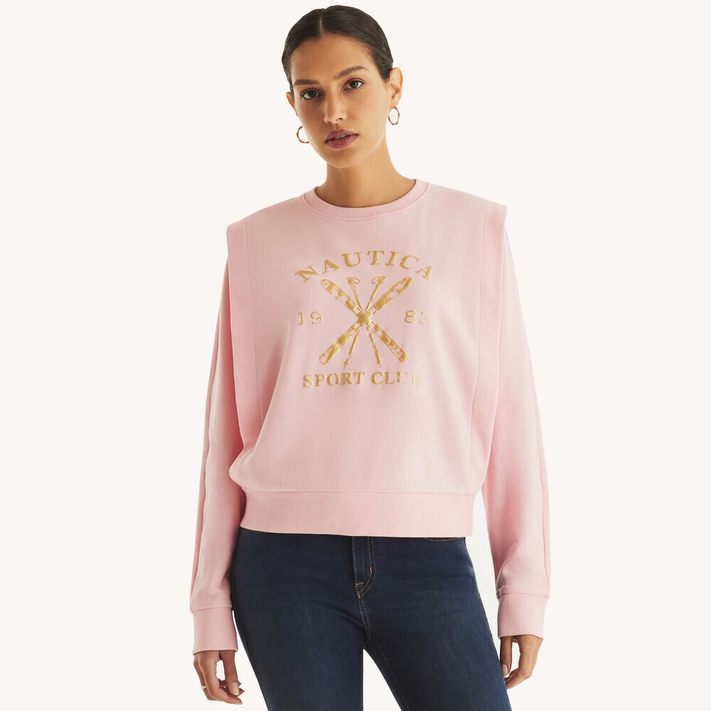 Graphic Crewneck Sweatshirt,Oxford Pink,large