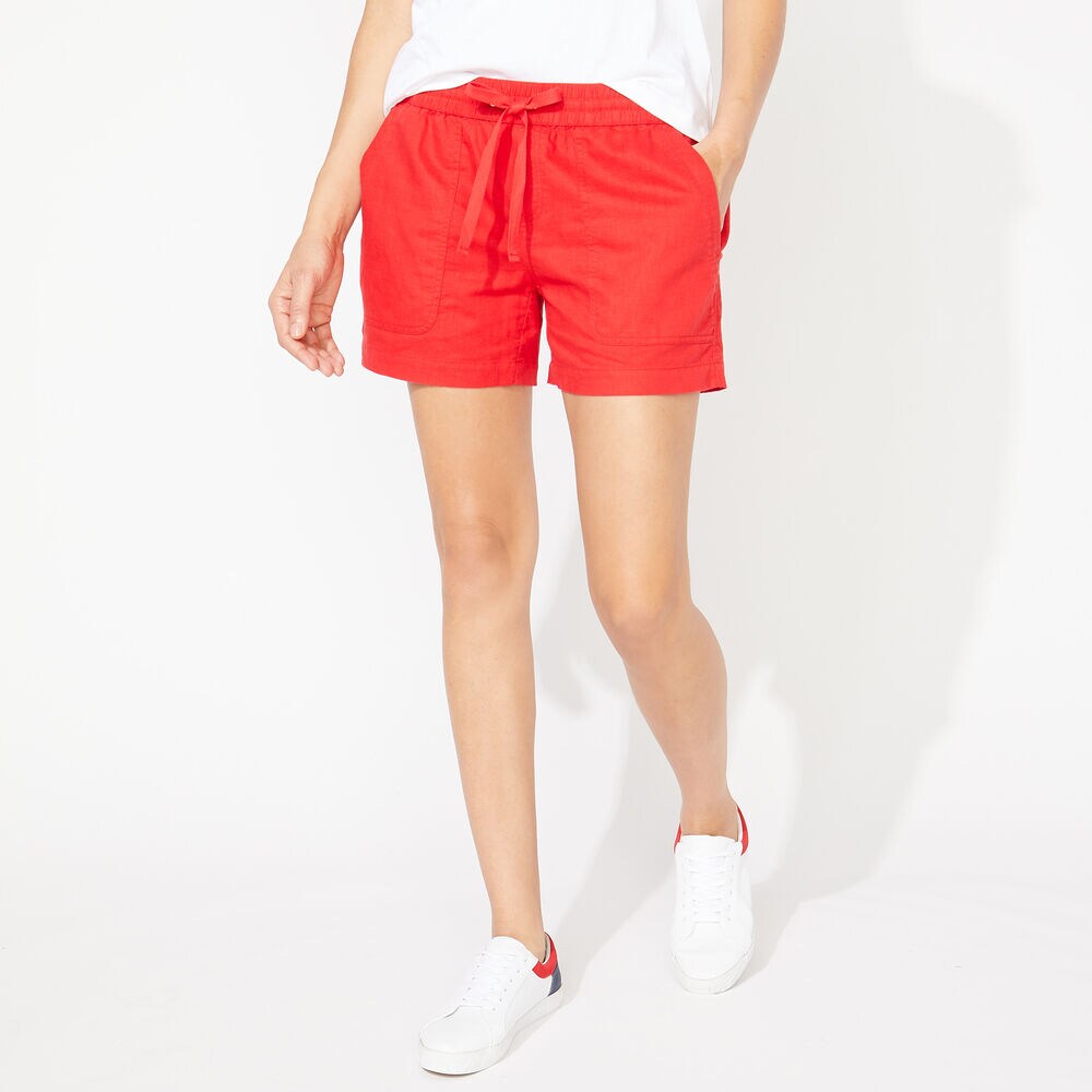 LINEN-BLEND SHORTS,Tomales Red,large
