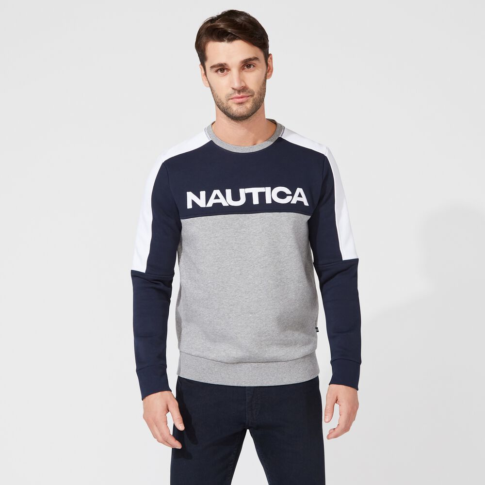 COLORBLOCK LOGO SWEATSHIRT,Navy,large